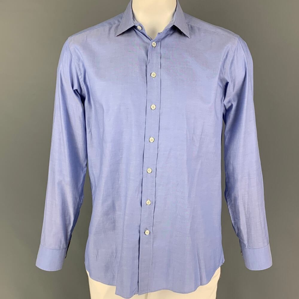 ETRO Size 42 Blue Cotton Button Down Long Sleeve Shirt